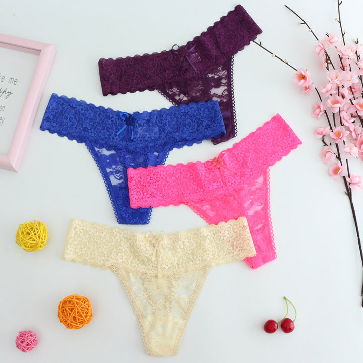 Floral Lace Mid-Rise Thong