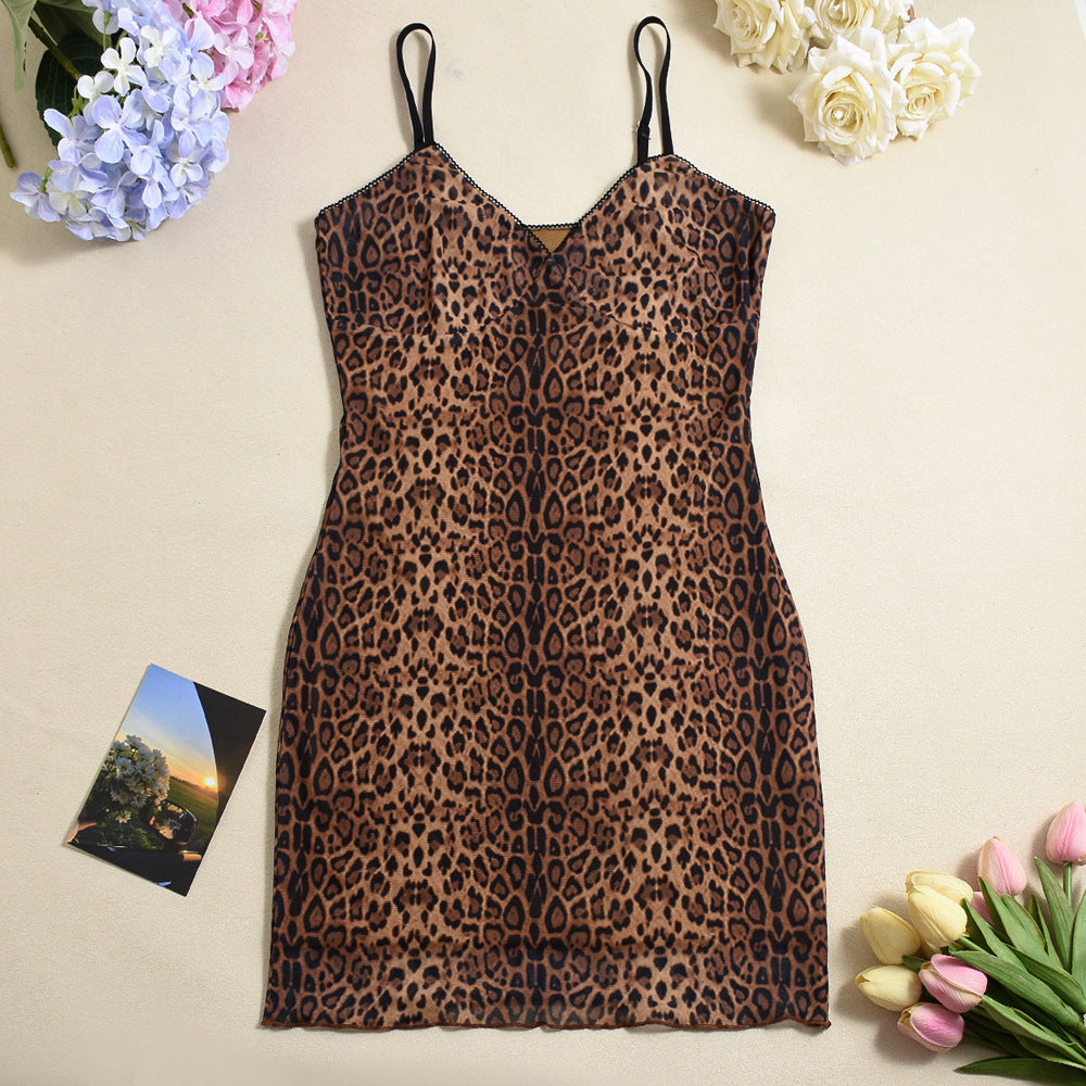 Leopard Print Sheer Bodycon Mini Dress