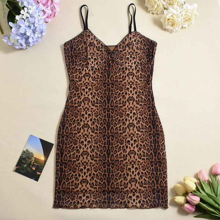 Leopard Print Sheer Bodycon Mini Dress