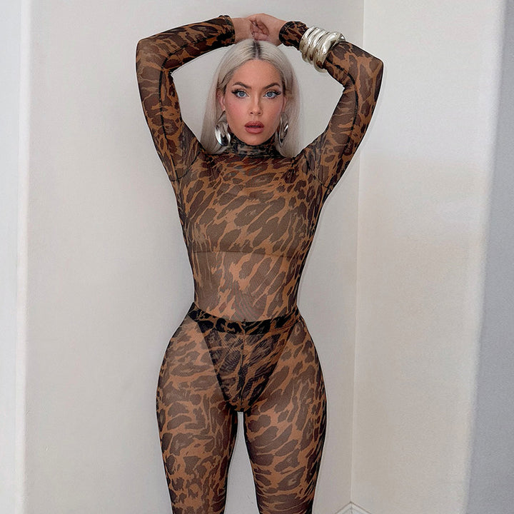 Leopard Mesh Two Piece Set
