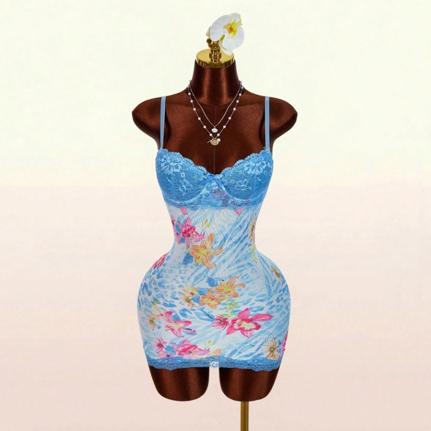 Leopard Lace Slip Mini Dress