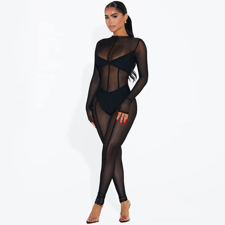Midnight Veil Sheer Mesh Jumpsuit