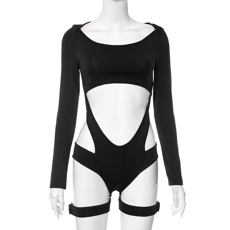 Cutout Zipper High Neck Bodysuit