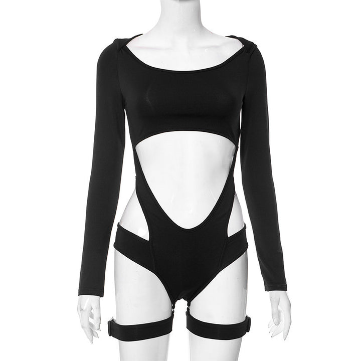 Cutout Zipper High Neck Bodysuit