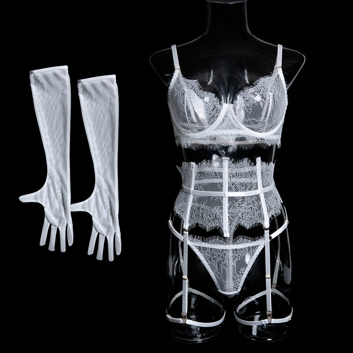Eyelash Lace Garter Set with Gloves