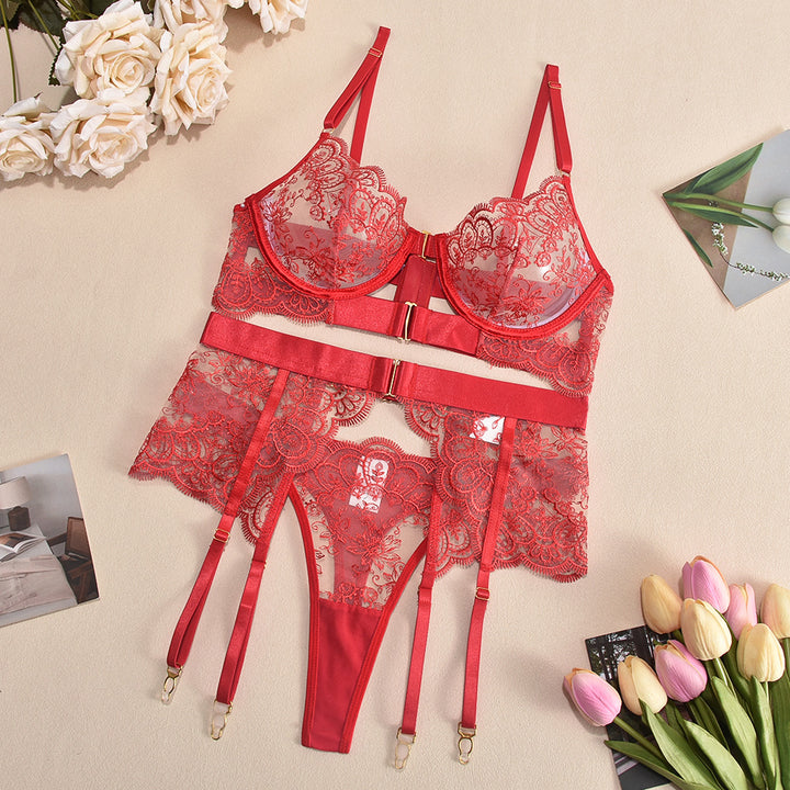 Metallic Lace Lingerie Set