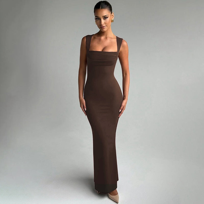 Square Neck Bodycon Maxi Dress