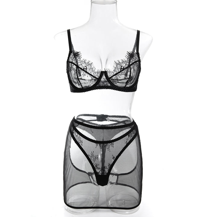 Lace Bra & Sheer Mesh Skirt Set