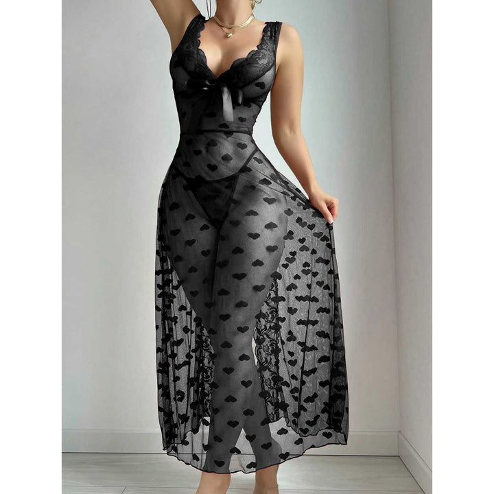 Sheer Heart Mesh Long Chemise