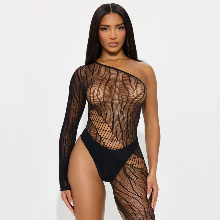 Seductive One Shoulder Cutout Bodystocking