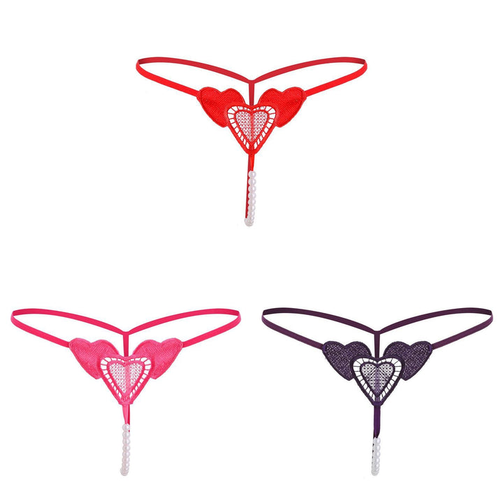 Heart Lace Pearl Thong