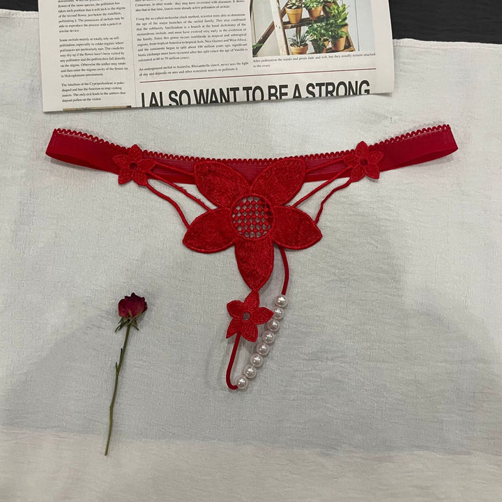 Pearl Flower Lace Thong