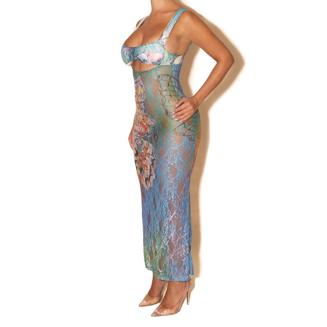 Butterfly Lace Backless Bodycon Dress