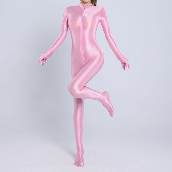 Shiny Spandex Double Zipper Catsuit