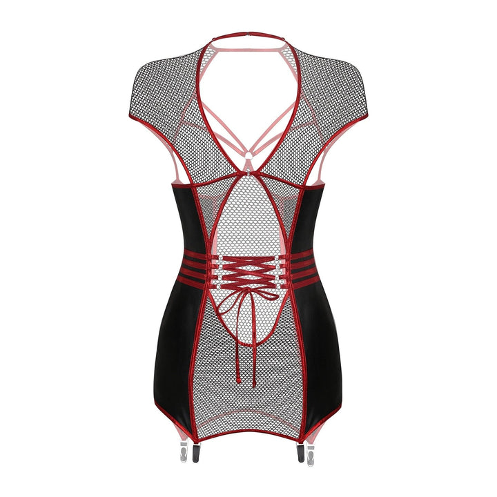Cutout Fishnet Leather Sculpting Dress Set