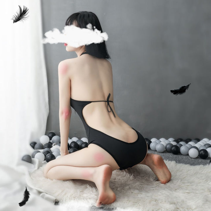Seductive Lace Up Backless Bodysuit
