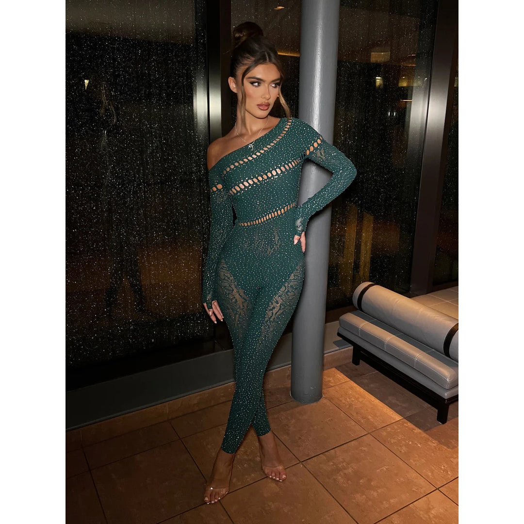 Crystal Sheer Long Sleeve Bodystocking