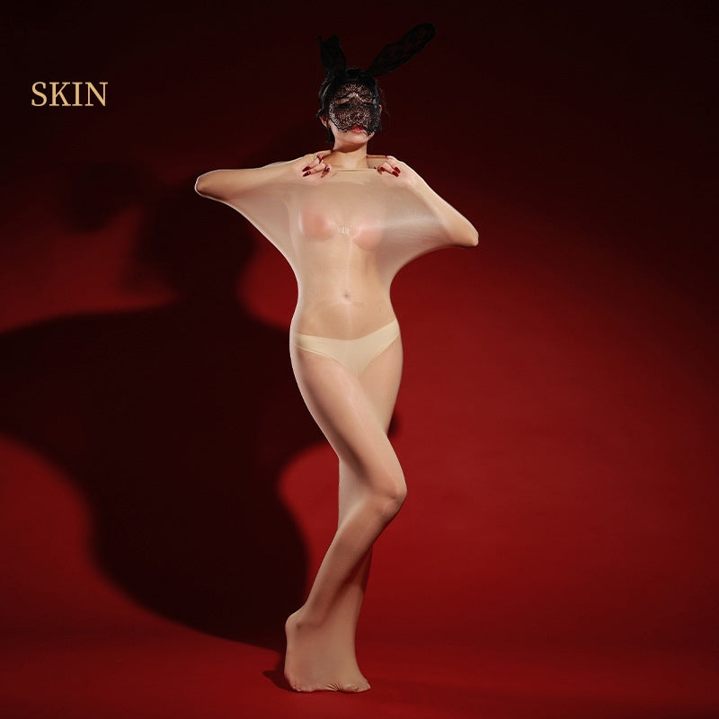 Glossy Sheer Full-Body Encasing Stocking Bodysuit