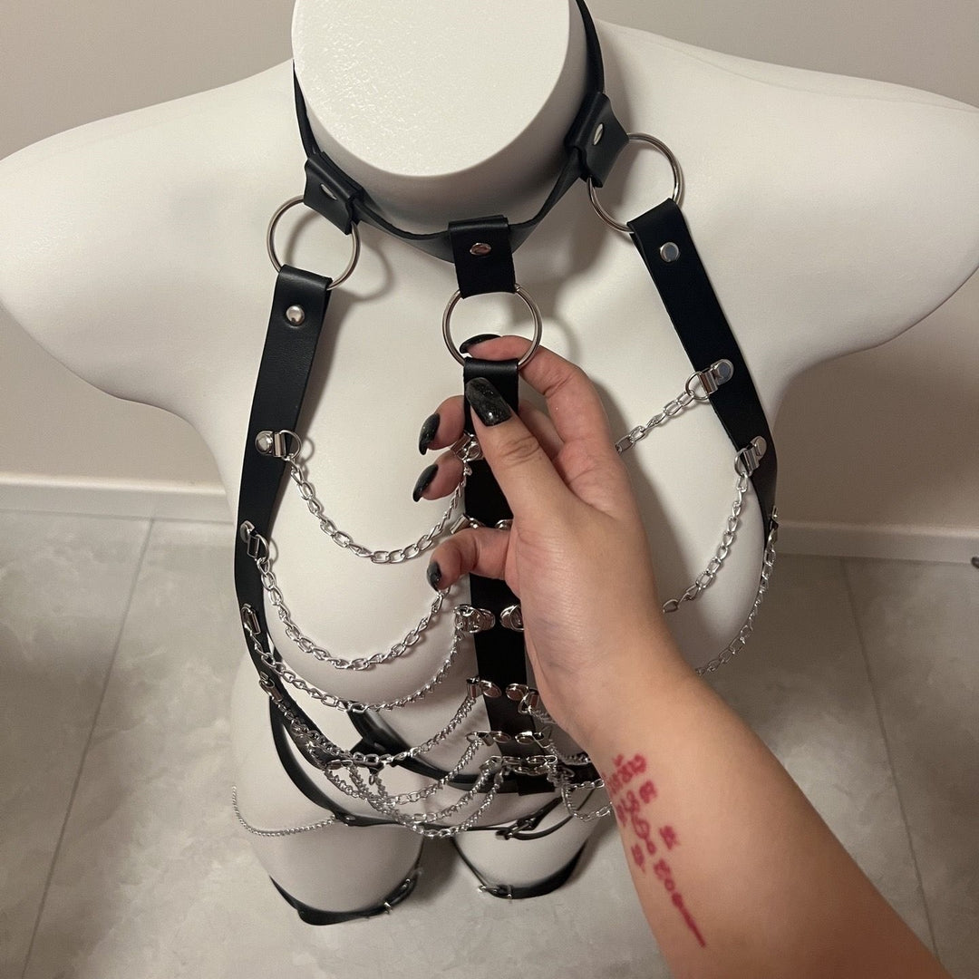 Leather Punk Body Harness Set