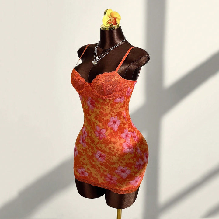 Leopard Lace Slip Mini Dress