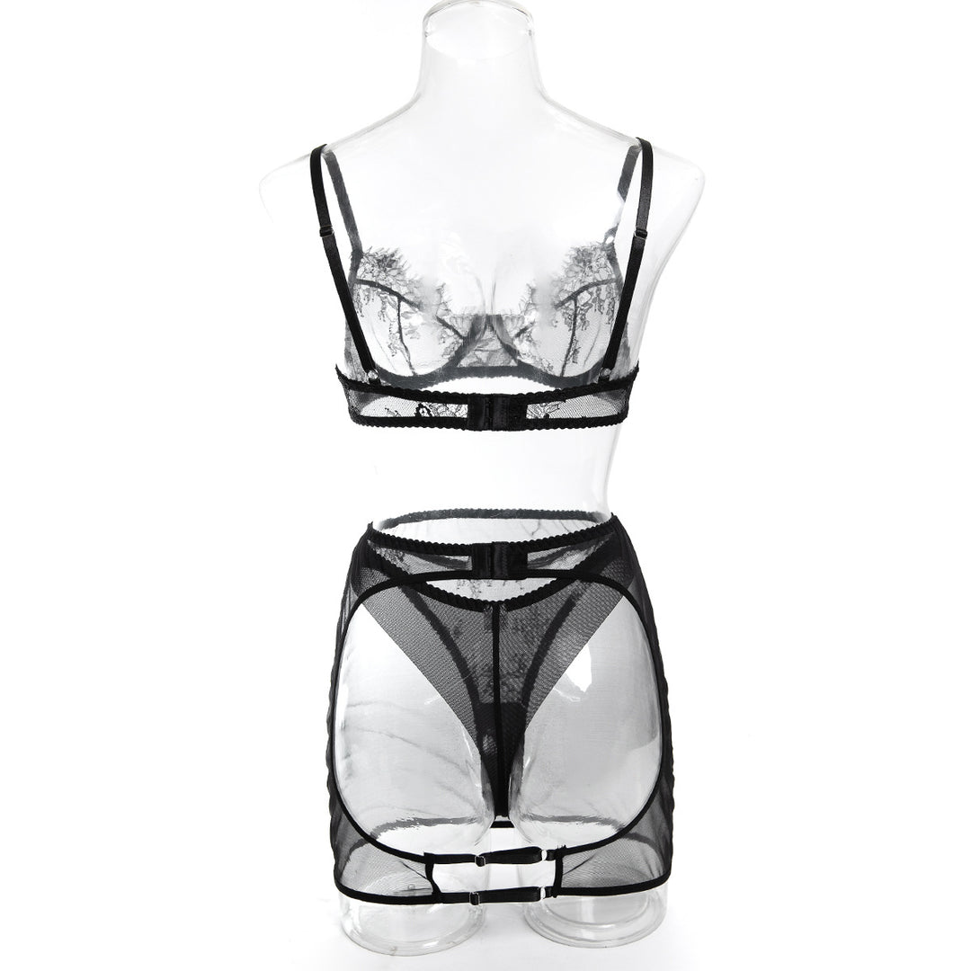 Lace Bra & Sheer Mesh Skirt Set