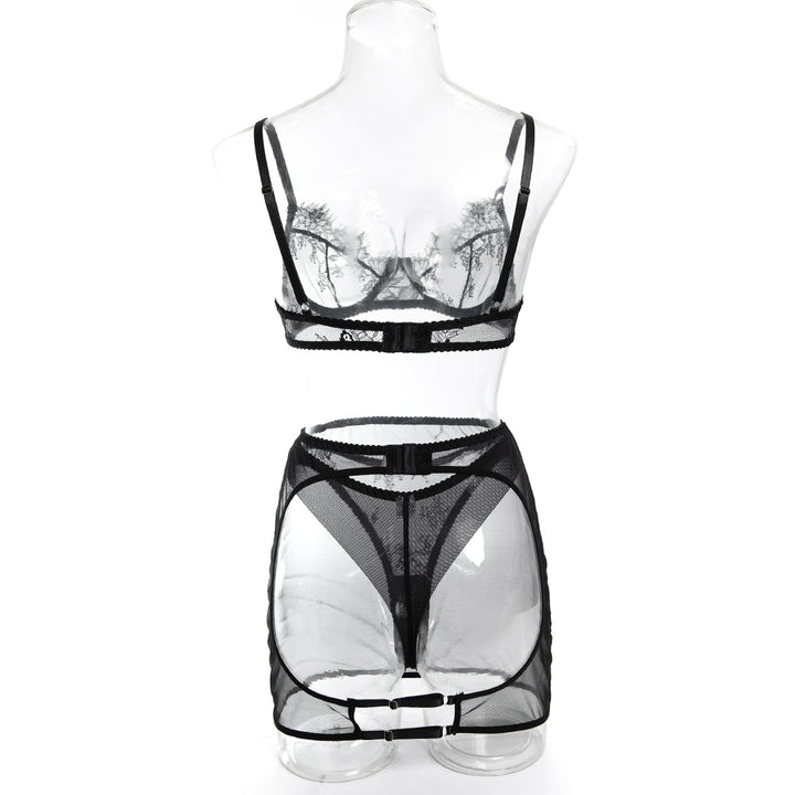 Lace Bra & Sheer Mesh Skirt Set