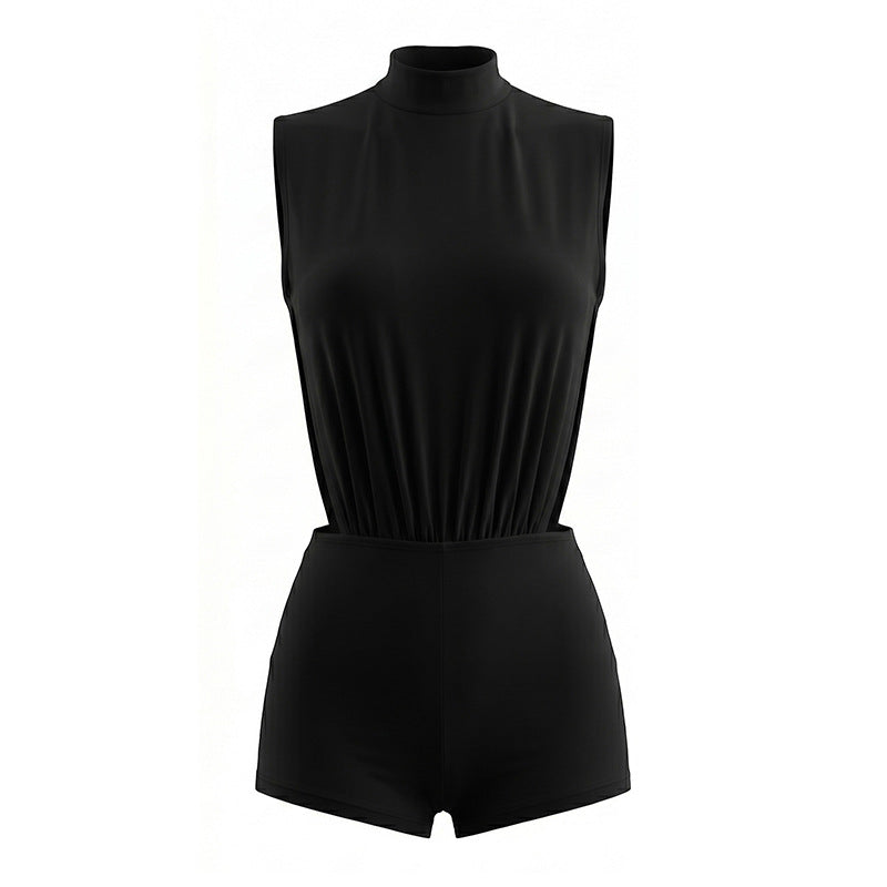High Neck Cutout Bodysuit Shorts