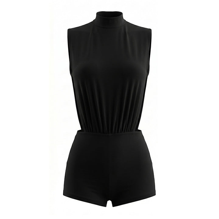 High Neck Cutout Bodysuit Shorts
