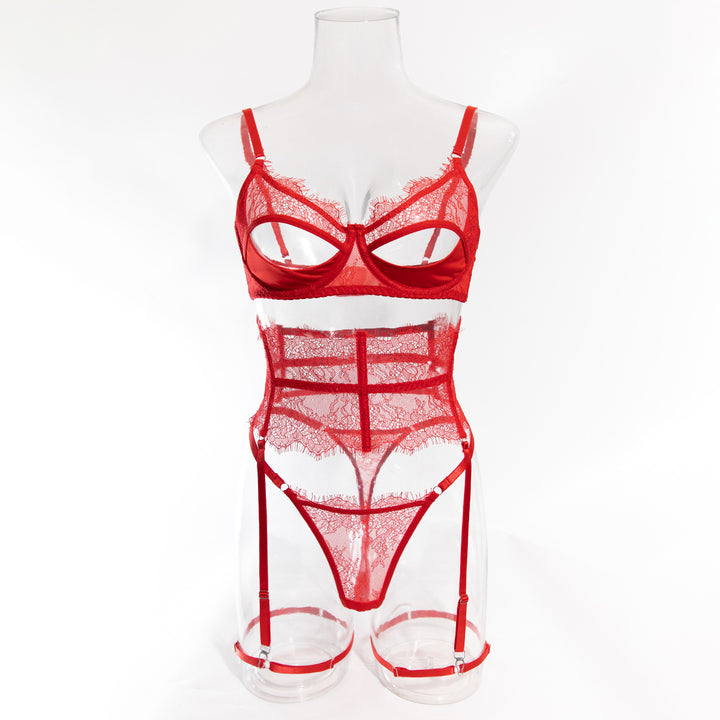 Eyelash Lace Garter Lingerie Set