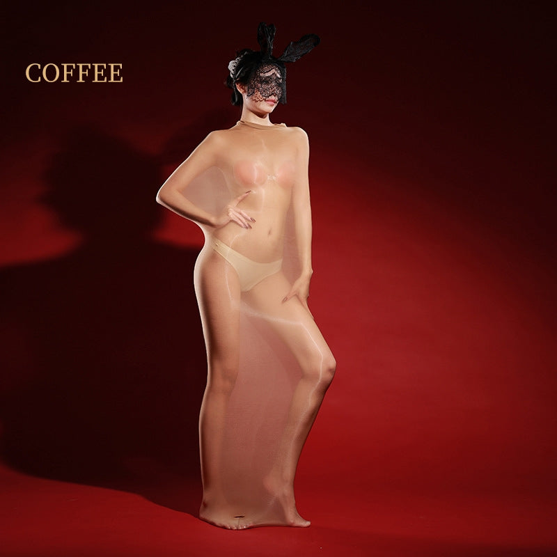 Glossy Sheer Full-Body Encasing Stocking Bodysuit