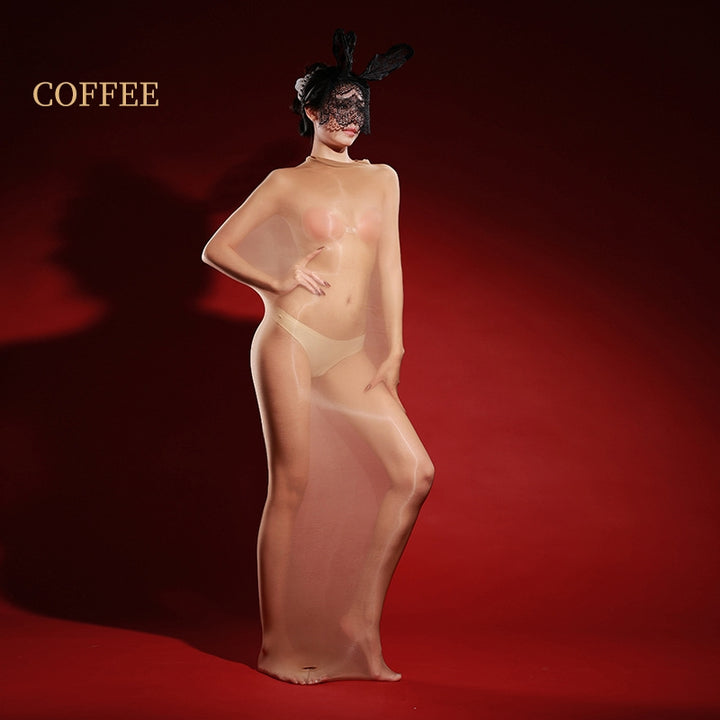 Glossy Sheer Full-Body Encasing Stocking Bodysuit