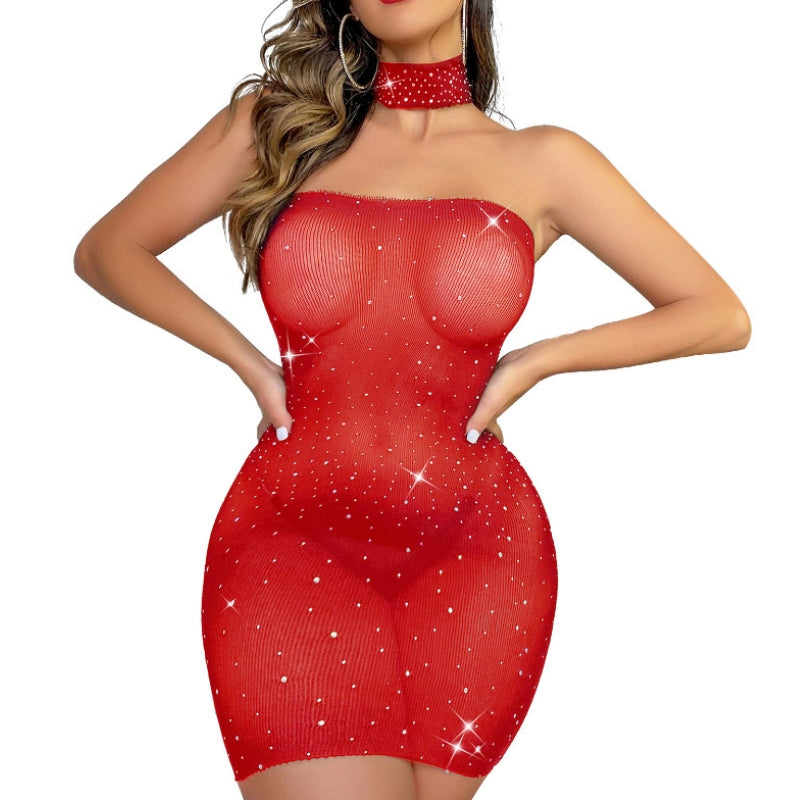 Sparkle Mesh Rhinestone Bodycon Dress Set