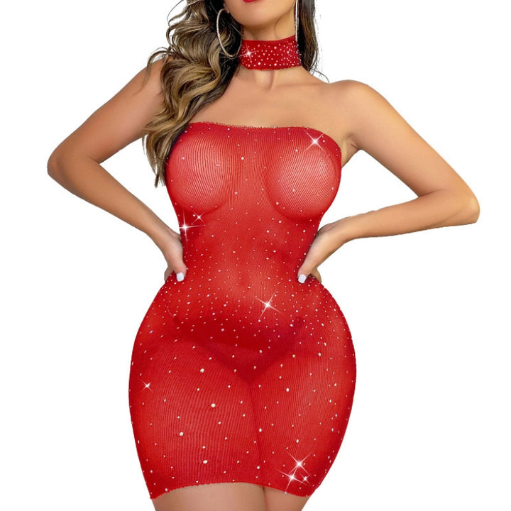 Sparkle Mesh Rhinestone Bodycon Dress Set