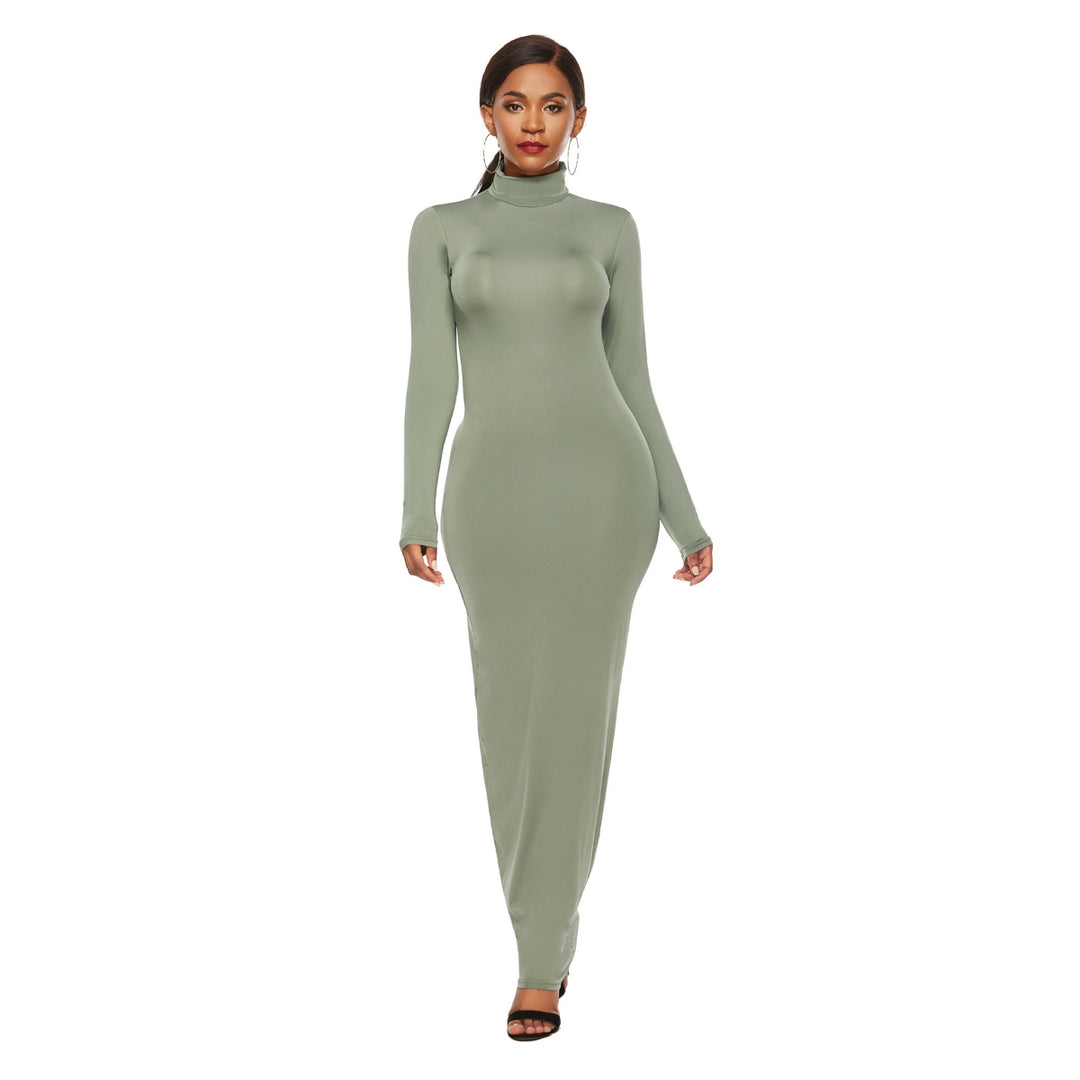 Tight Fit Long Sleeve Maxi Dress