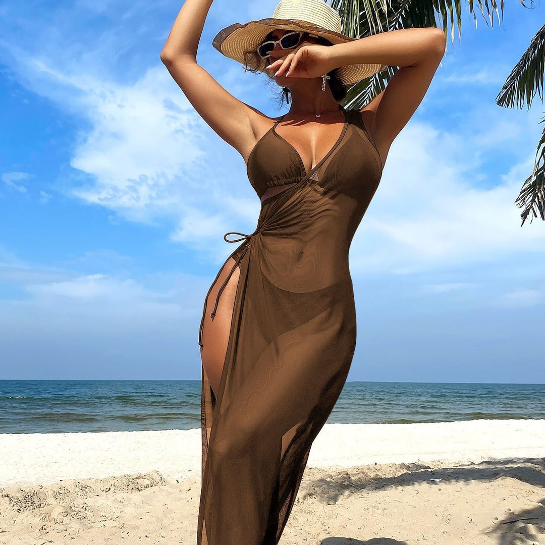 Sheer Cutout Beach Cover Up Dress Set