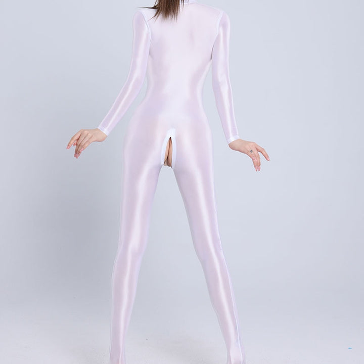 Shiny Spandex Double Zipper Catsuit