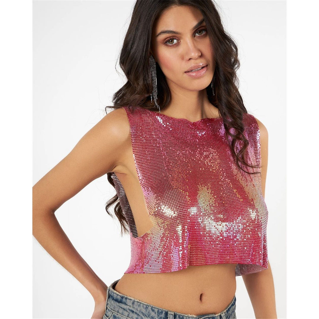 Metallic Mesh Crop Top