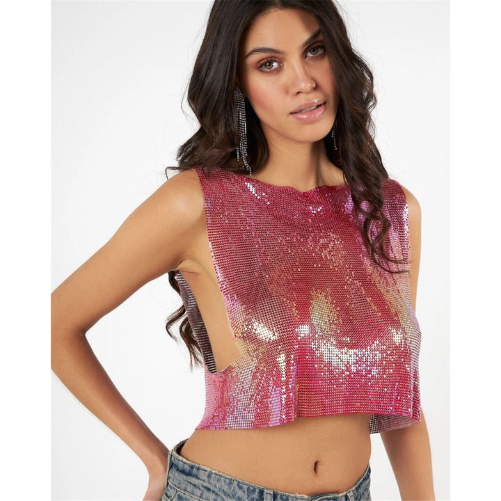 Metallic Mesh Crop Top