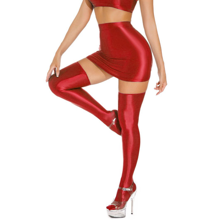Shiny High Waist Mini Skirt