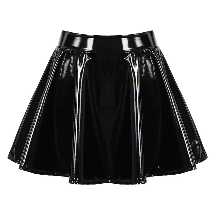 Pleated Faux Leather Mini Skirt