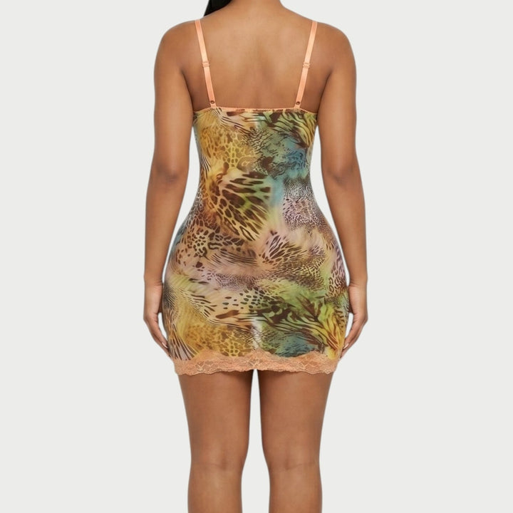 Leopard Lace Slip Mini Dress