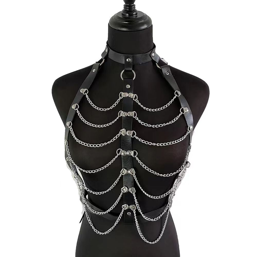 Leather Punk Body Harness Set