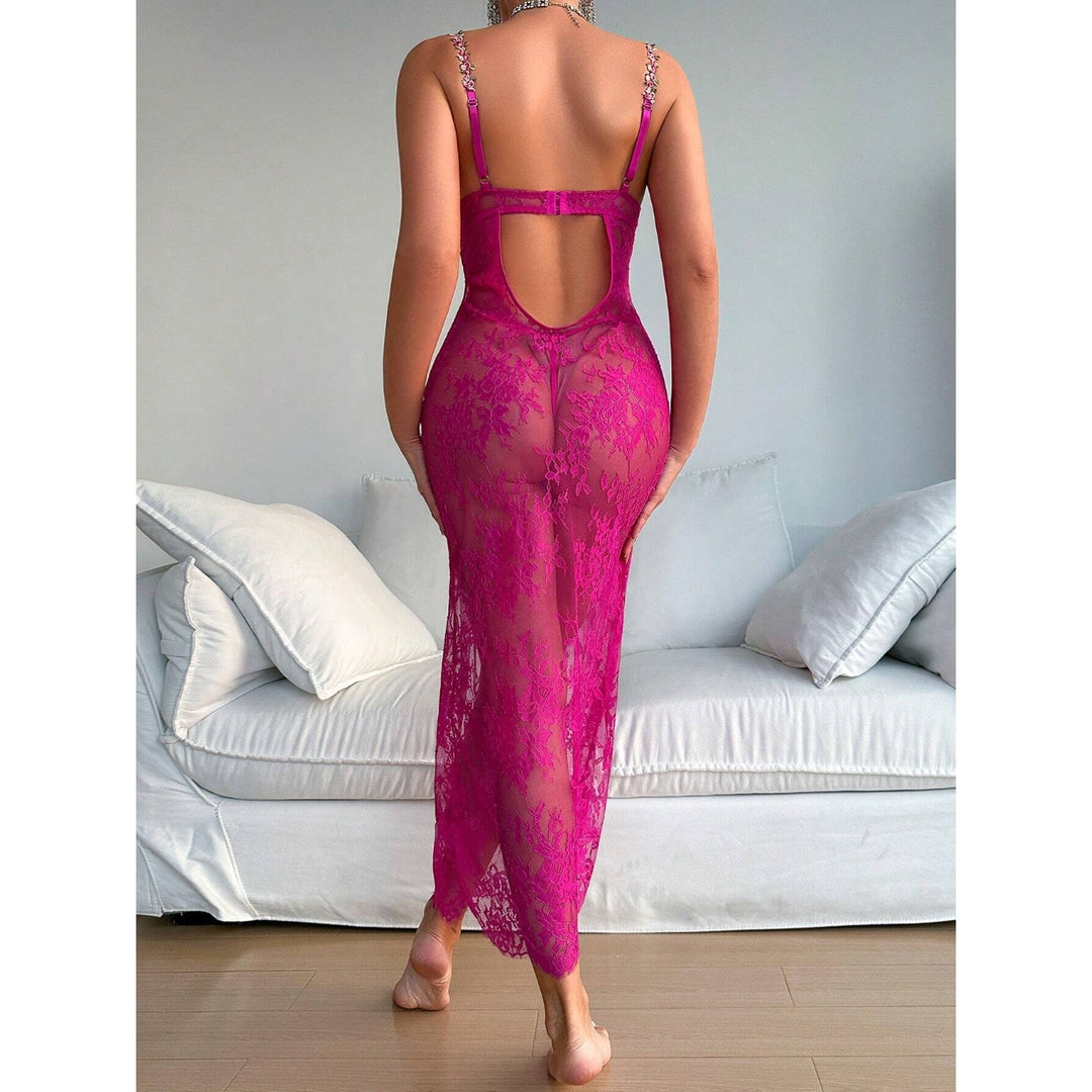 Lace Backless Nightdress Set