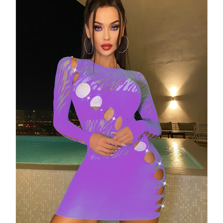 Rhinestone Mesh Bodycon Mini Dress