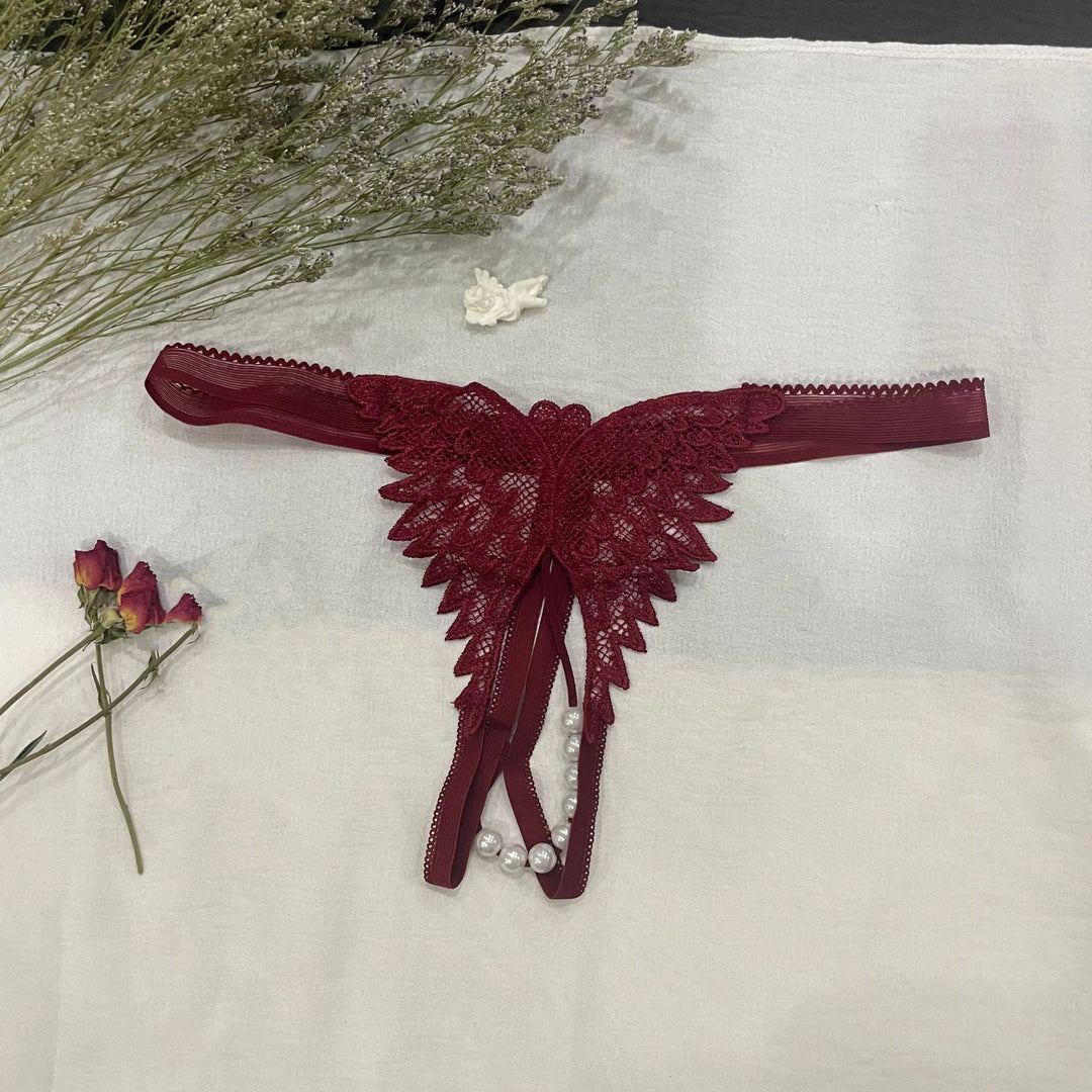 Angel Wing Pearl Lace Thong