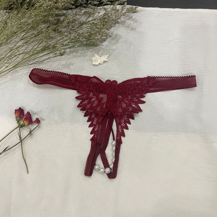 Angel Wing Pearl Lace Thong