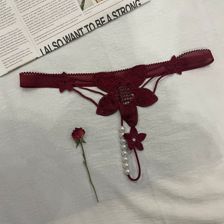 Pearl Flower Lace Thong
