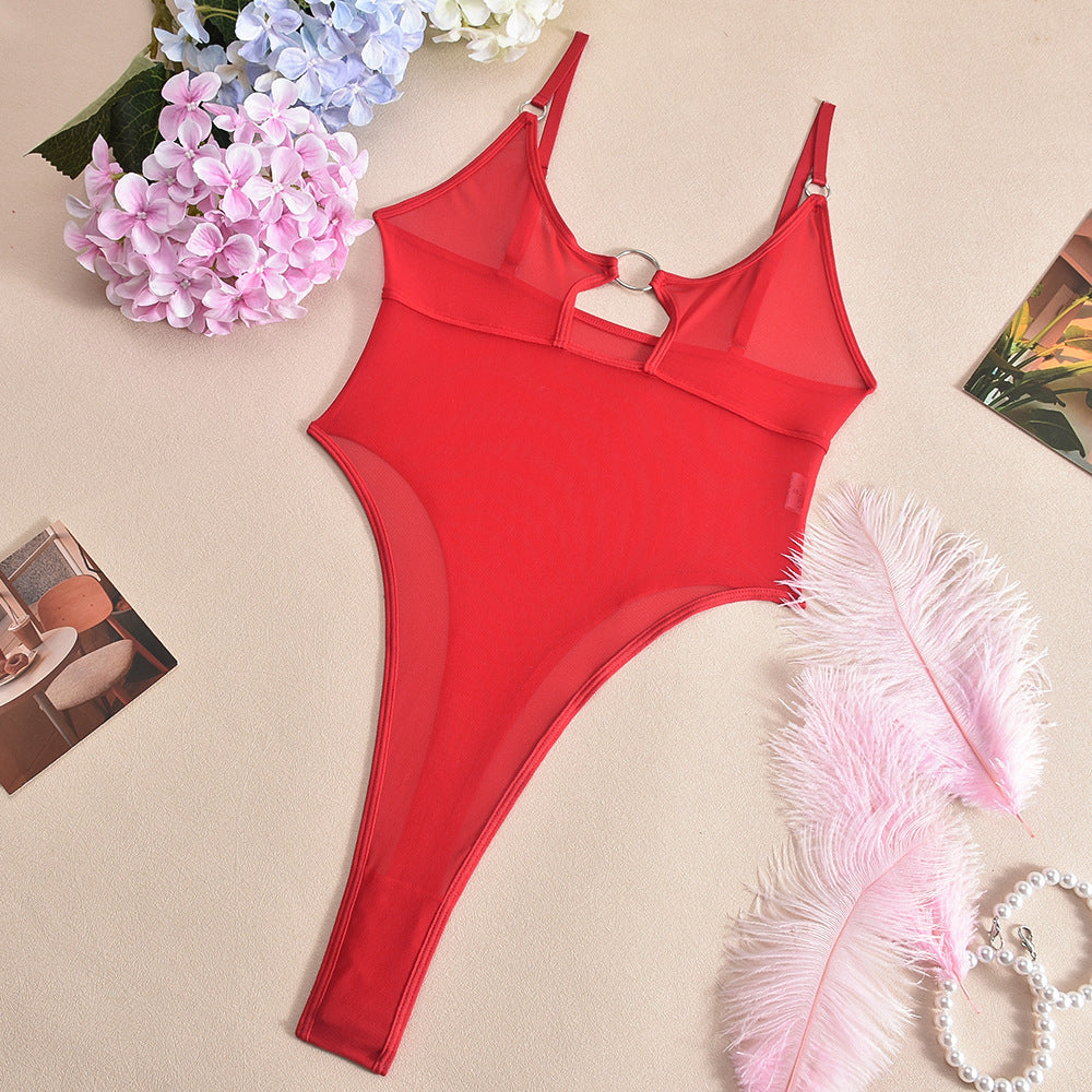 Sheer Mesh Backless Bodysuit
