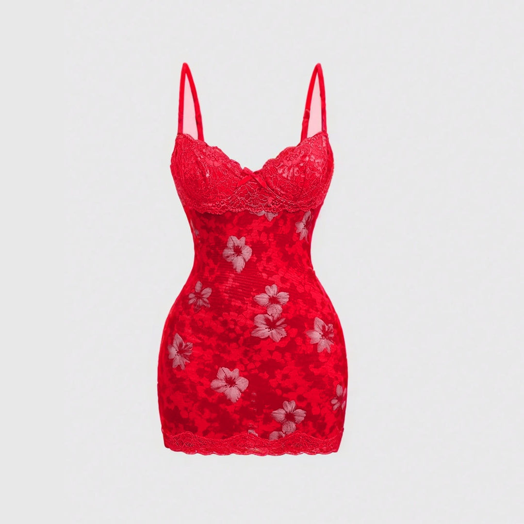 Leopard Lace Slip Mini Dress