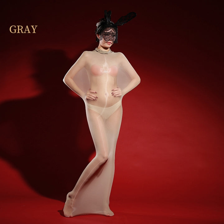Glossy Sheer Full-Body Encasing Stocking Bodysuit